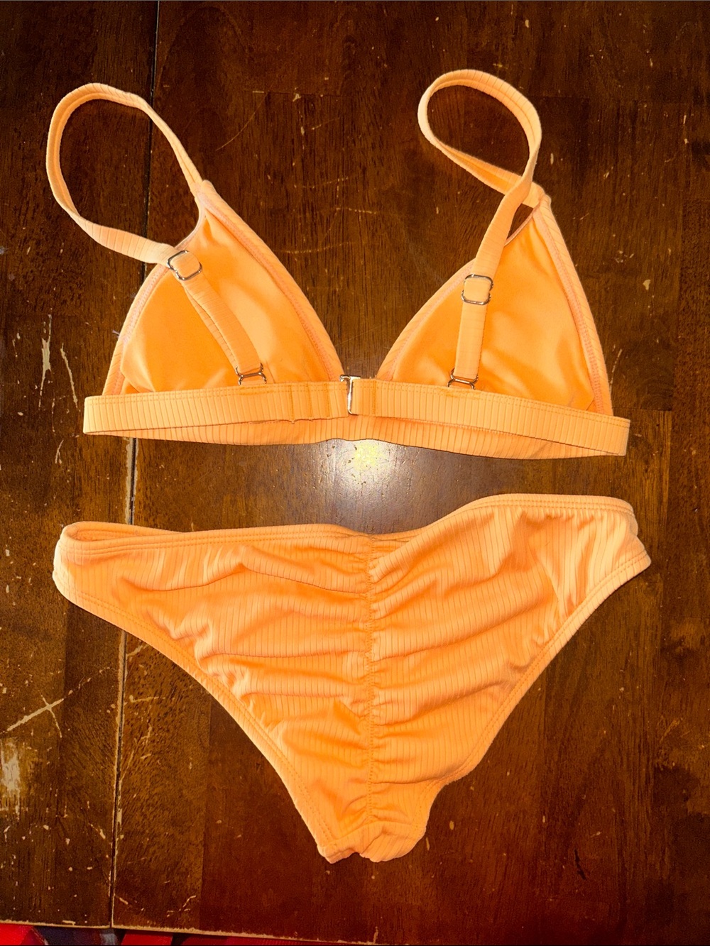 Target Orange Ribbed Triangle Bikini Set - Picture 2 of 2